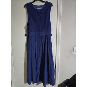 Vintage 90s LL Bean Corduory  Jumper Sz 16 Adjustable Waist Pockets Retro Modest